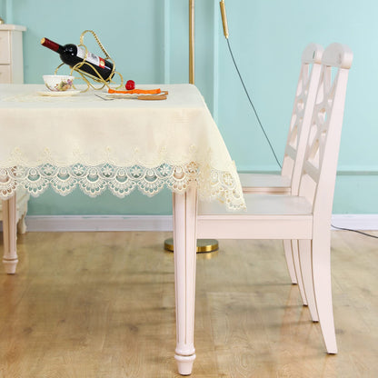 ZHUIDUSI Lace Tablecloth Rectangular Summer Fall Flower Decor Macrame Tablecloth for Dining-Room|Kitchen Party|Outdoor|Holiday Dinner (Beige, Rectangle/Oblong 60 in x 120 in)