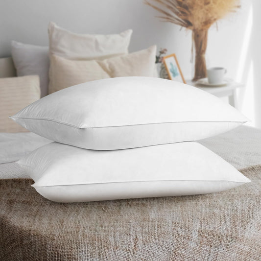 Dreamhood King Size Duck Down Bed Pillows Insert Set of 2, Feather and Down with 100% Cotton, Soft and Supportive Pillow for Better Sleeping Experience