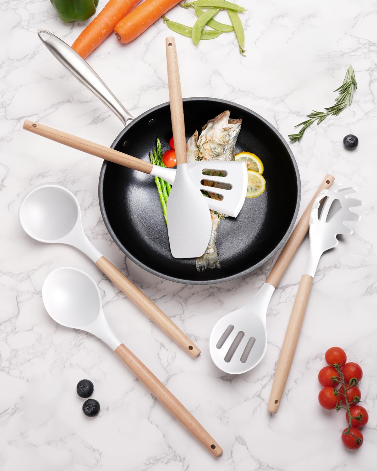 TUUMIIST 18-Piece Knife Set with Block & Sharpener