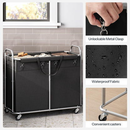 HOOBRO Rolling Laundry Basket with Wheels, 174L