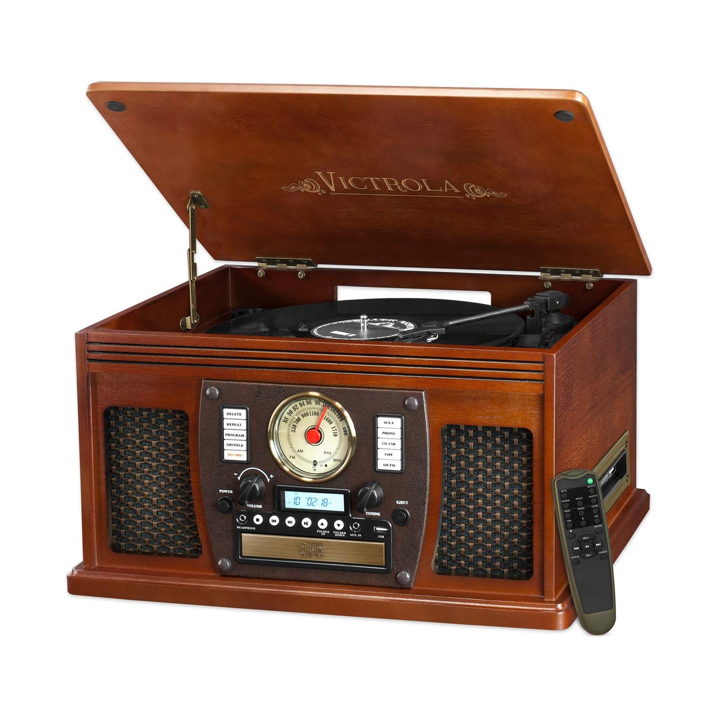Victrola 8-in-1 Bluetooth Record Player Center