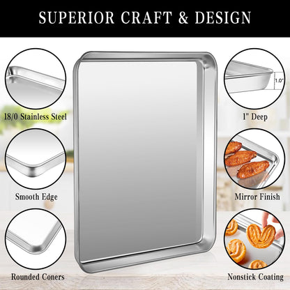 2-Pack Stainless Steel Cookie Baking Sheet Set