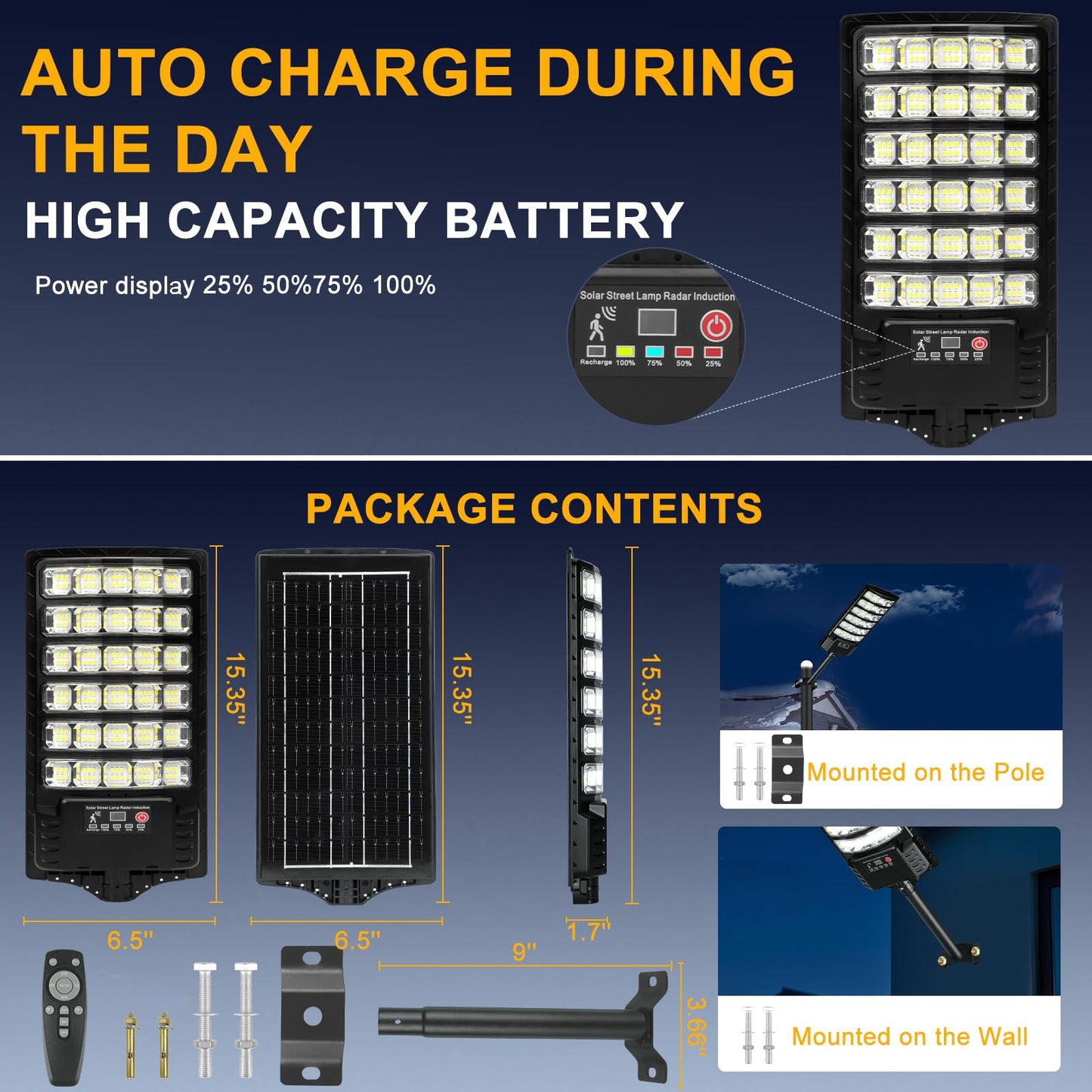 4-Pack Solar Street Lights with Motion Sensor
