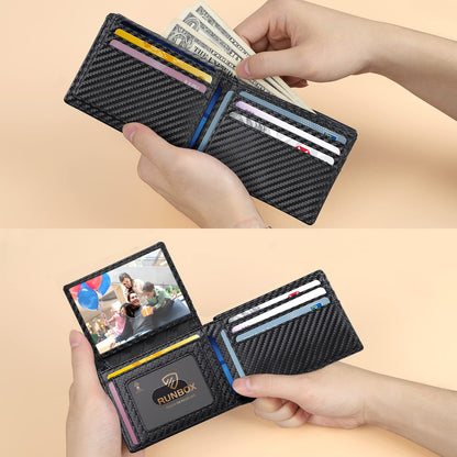 RUNBOX Slim RFID Leather Wallet with Gift Box