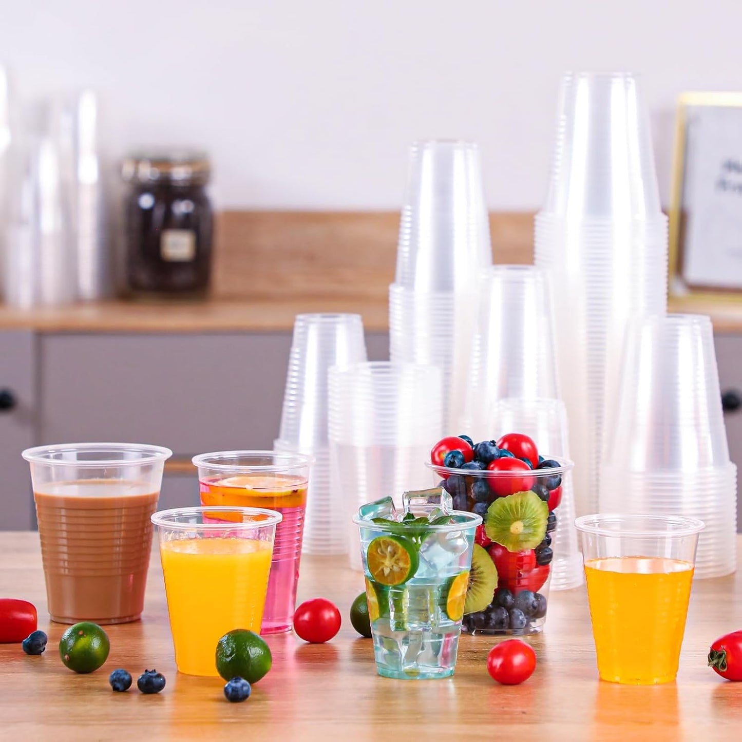 Lamosi 300 Pack 12 oz Clear Plastic Cups,12 Ounce Disposable Cups, Cold Drinking Cups for Party, Picnic, BBQ, Travel, Halloween, Christmas, Events