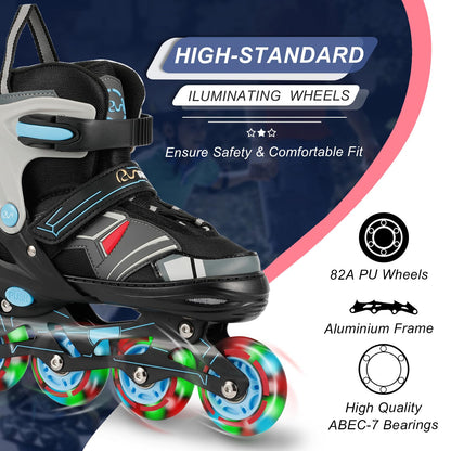 Adjustable Light Up Inline Skates for Kids