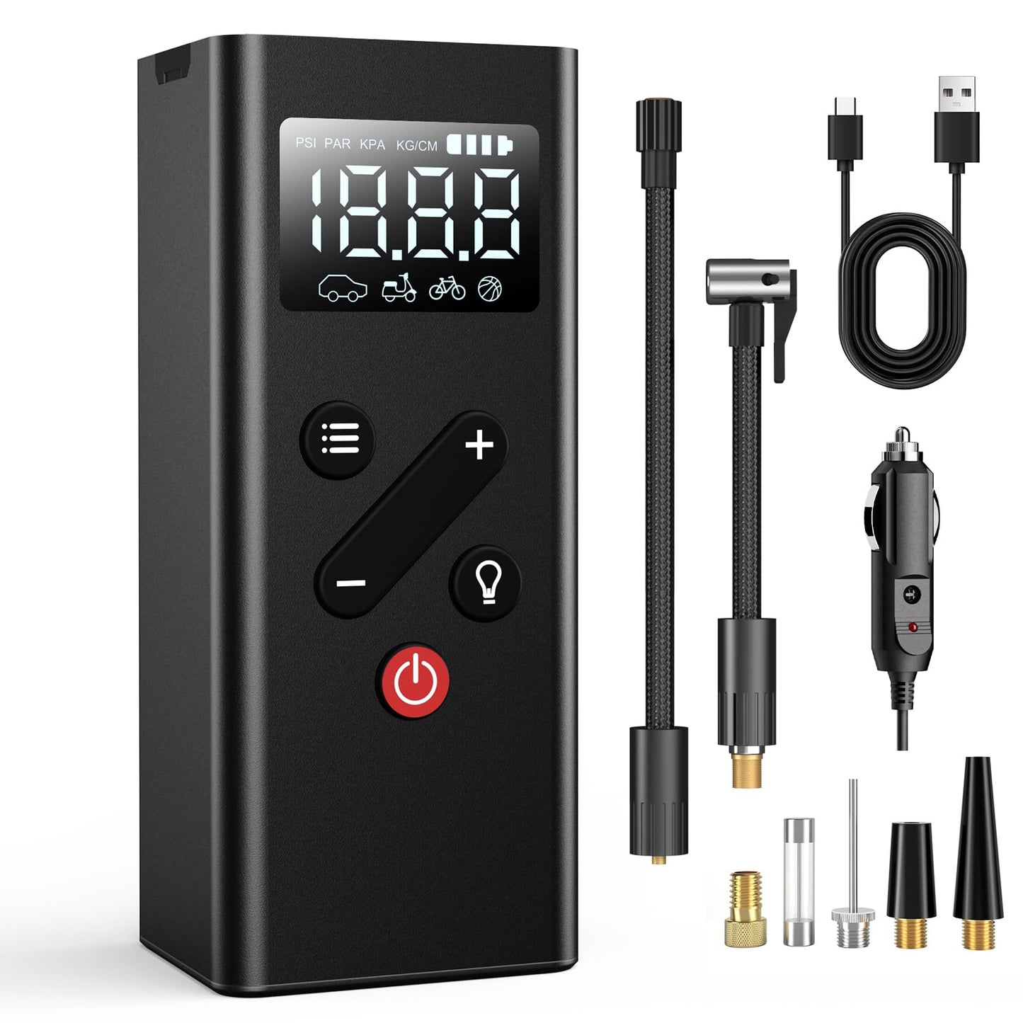 Portable Tire Inflator with Digital Pressure Gauge