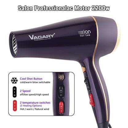 VAGARY 2200W Ionic Hair Dryer with Diffuser