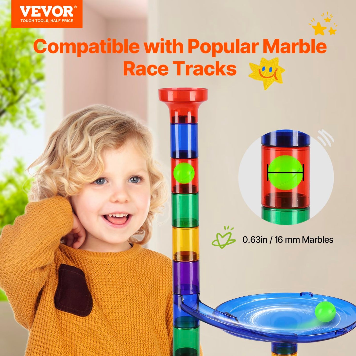 VEVOR 150-Piece Marble Run Set with Glow Marbles