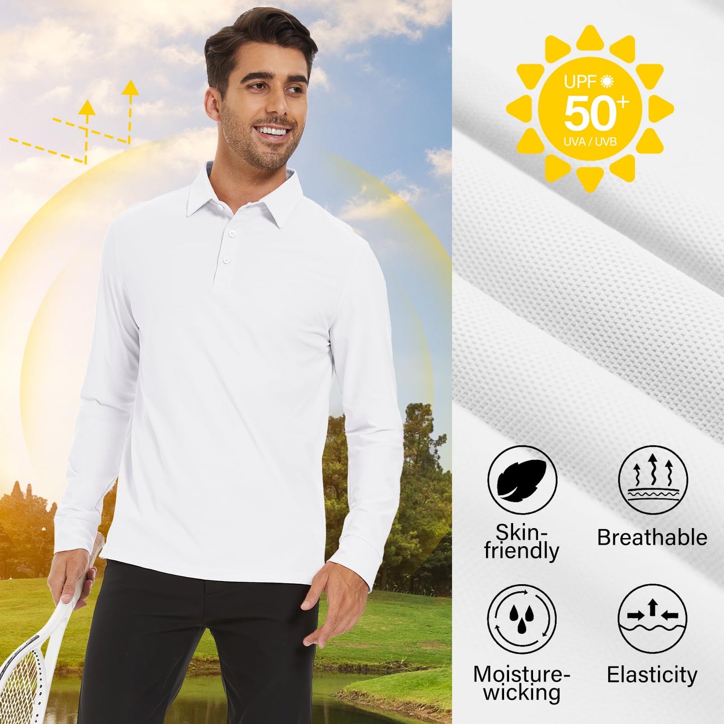 Men's Long Sleeve Golf Shirt UPF 50+ Performance