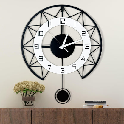 17" Modern Silent Wall Clock with Pendulum