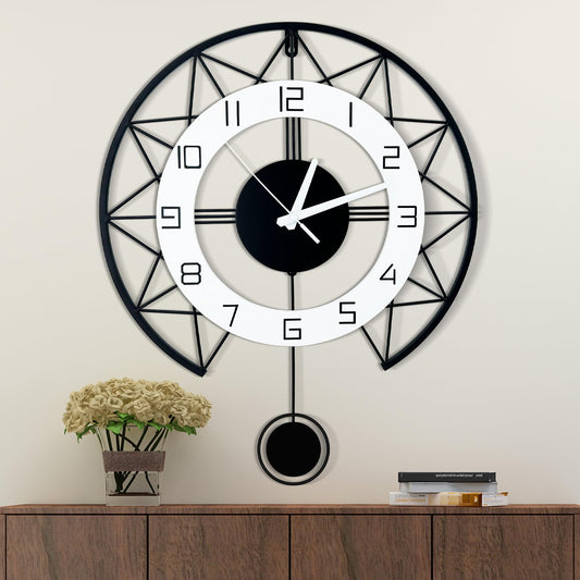 17" Modern Silent Wall Clock with Pendulum