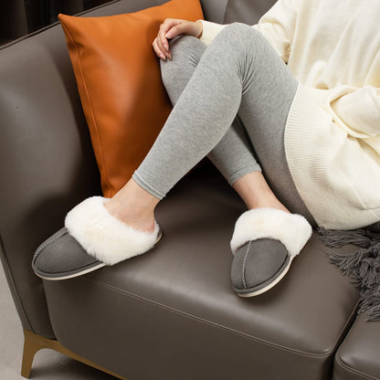 Parlovable Women's Slippers Fuzzy Warm Comfy Faux Fur Slip-on Fluffy Bedroom House Shoes Memory Foam Suede Cozy Plush Breathable Anti-Slip Indoor & Outdoor Winter Dark Grey 7-8