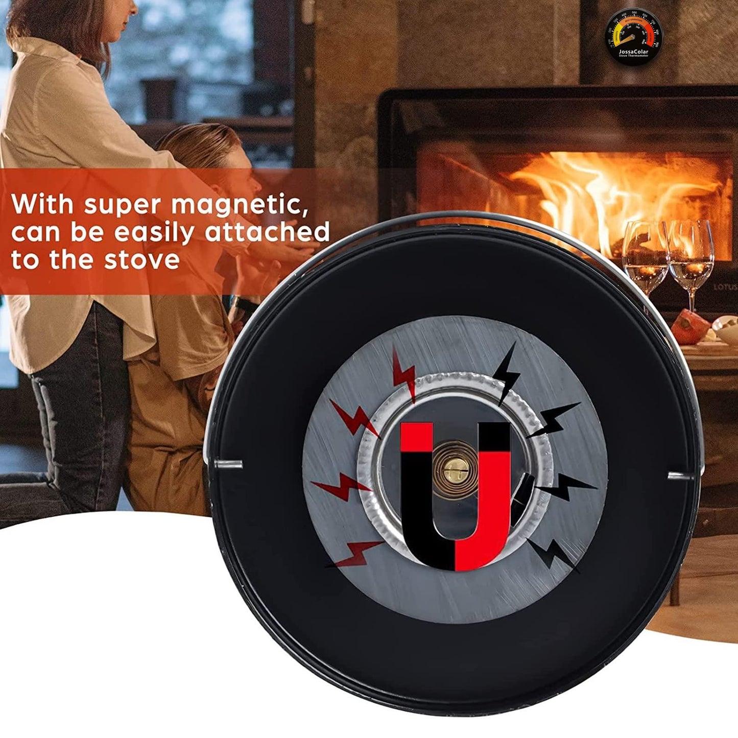 Wood Stove Magnetic Thermometer for Fireplace Flue
