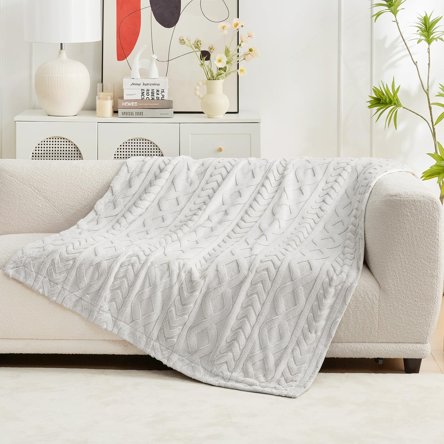 Cozy Bliss Plush Faux Fur Throw Blanket 50x60