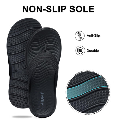 KIDMI Women's Sport Flip Flops Comfortable Walking Thong Sandals for Summer, Black Size 36
