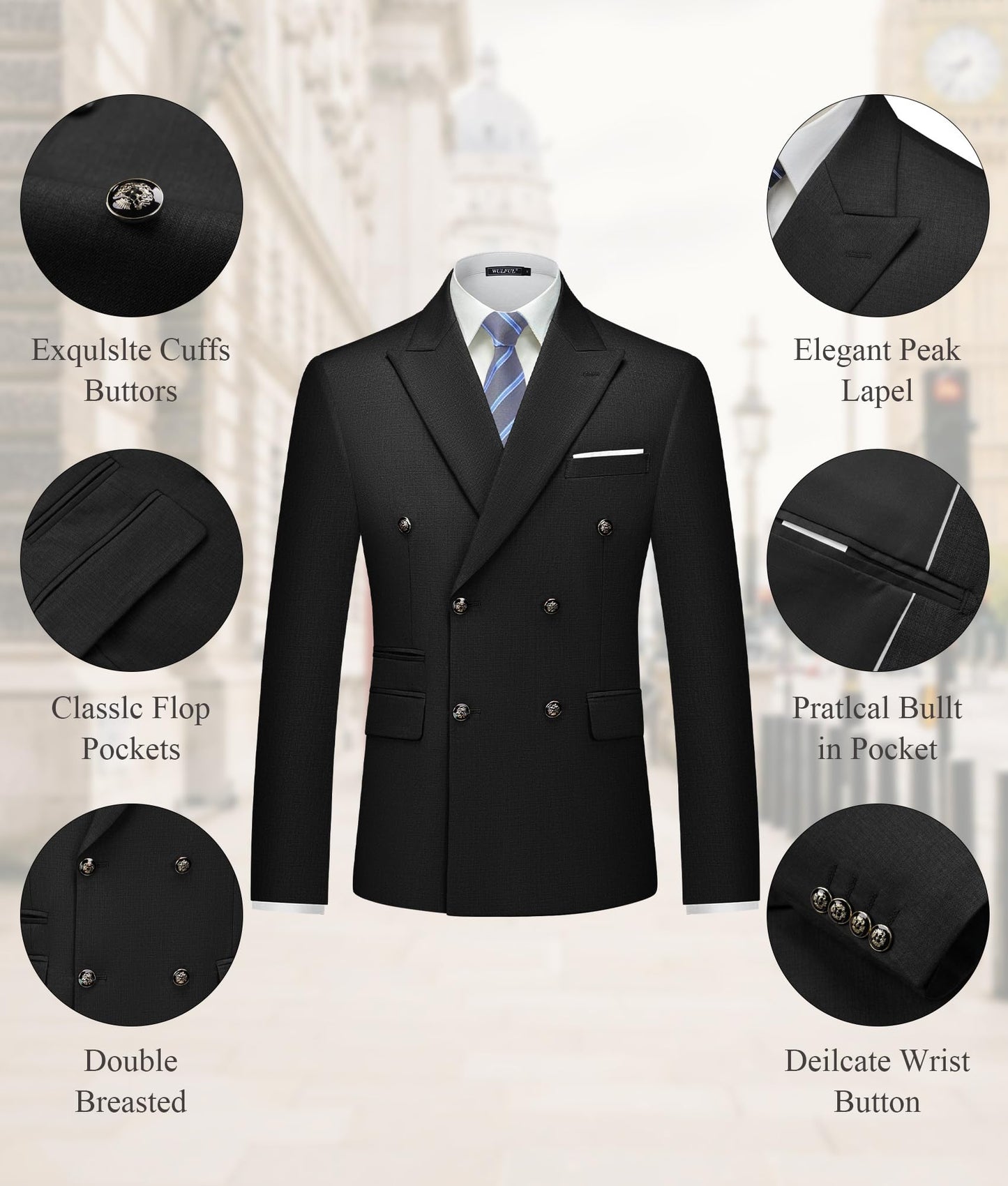 WULFUL Men's Slim Fit Tuxedo Suit Set