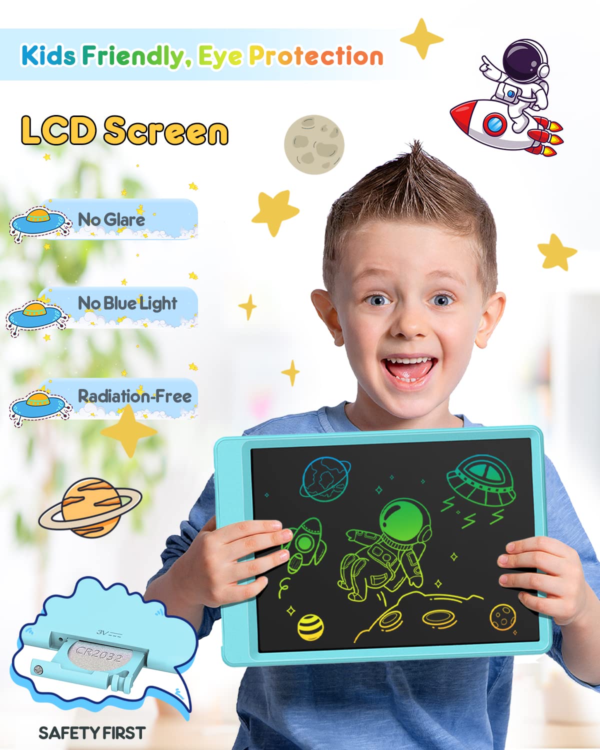 FLUESTON 10-Inch LCD Writing Tablet for Kids