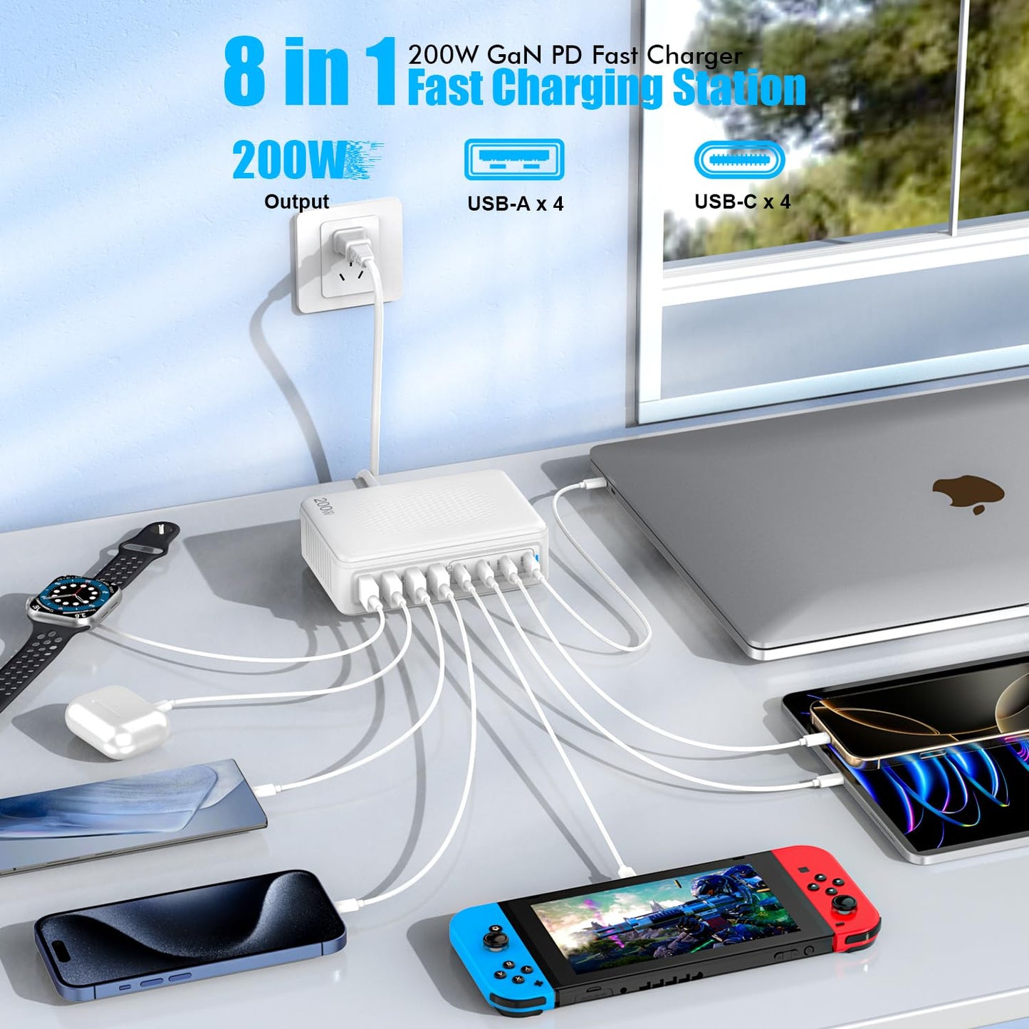 200W USB C Charging Station for Multiple Devices