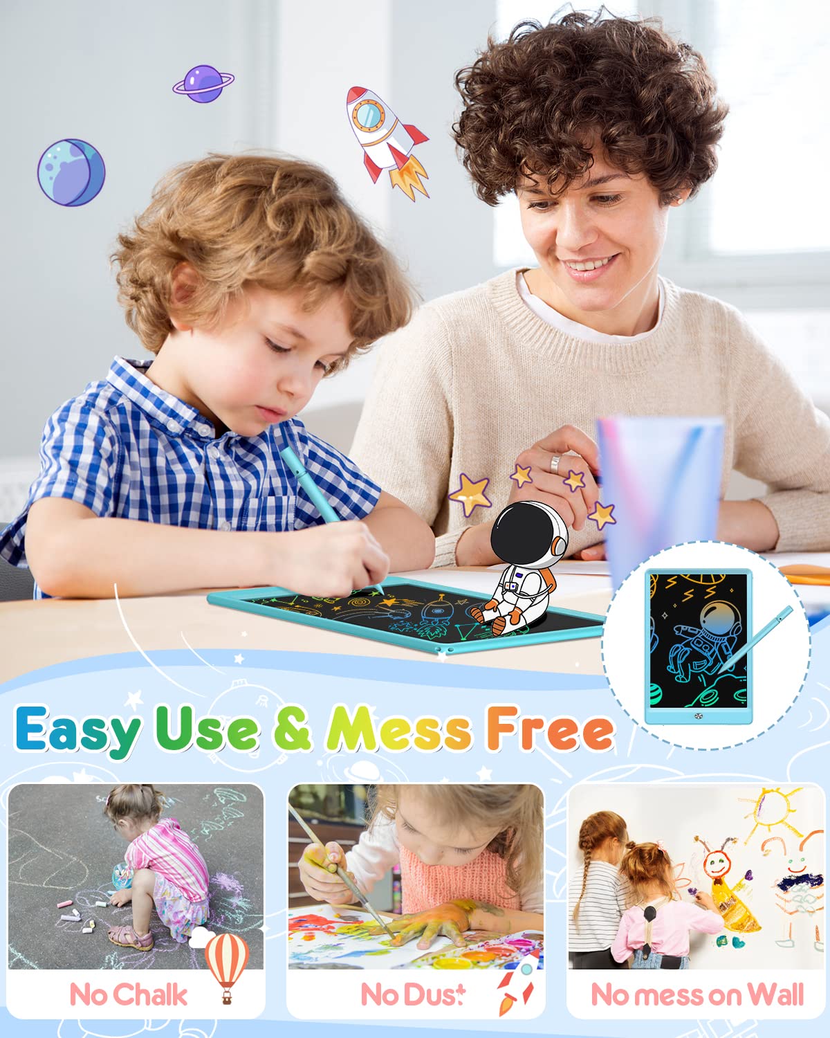 FLUESTON 10-Inch LCD Writing Tablet for Kids