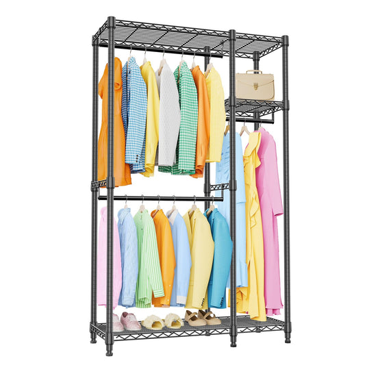 IZEUK Heavy Duty Rolling Garment Rack with 3 Rods