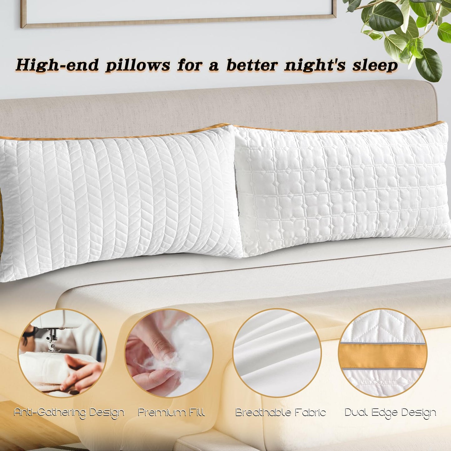 Queen Size Down Alternative Pillows Set of 2