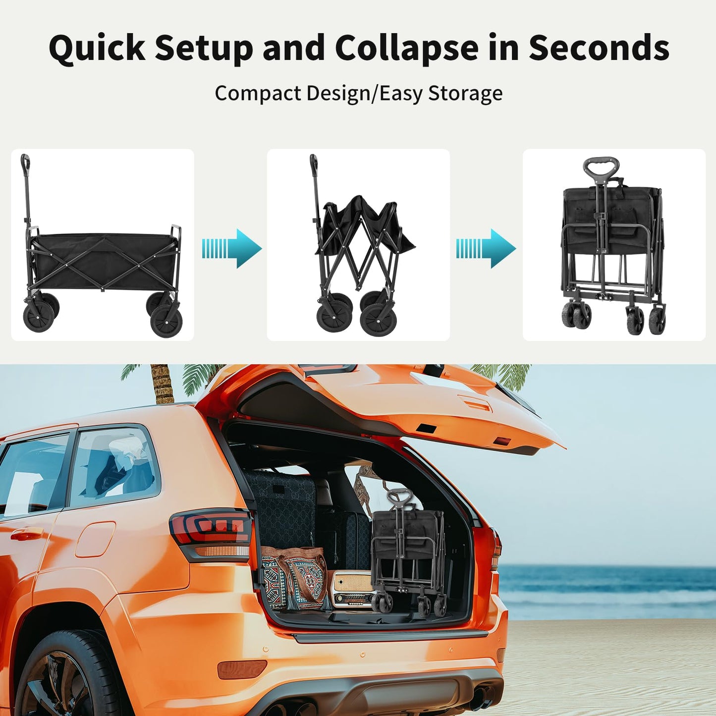 SMUG Folding Beach Wagon with All-Terrain Wheels