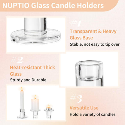 NUPTIO Set of 10 Clear Candle Holders