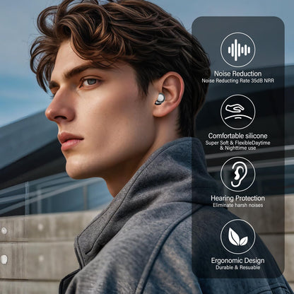 Silicone Ear Plugs with Carrying Case, 35dB