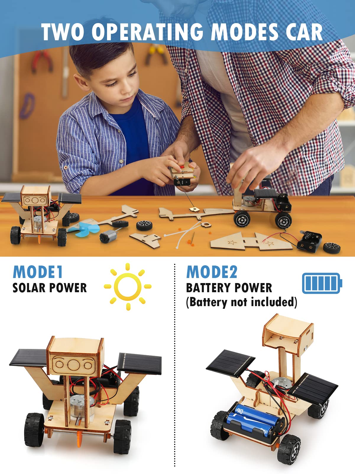 Poraxy 5-in-1 STEM Wooden Car Building Kit