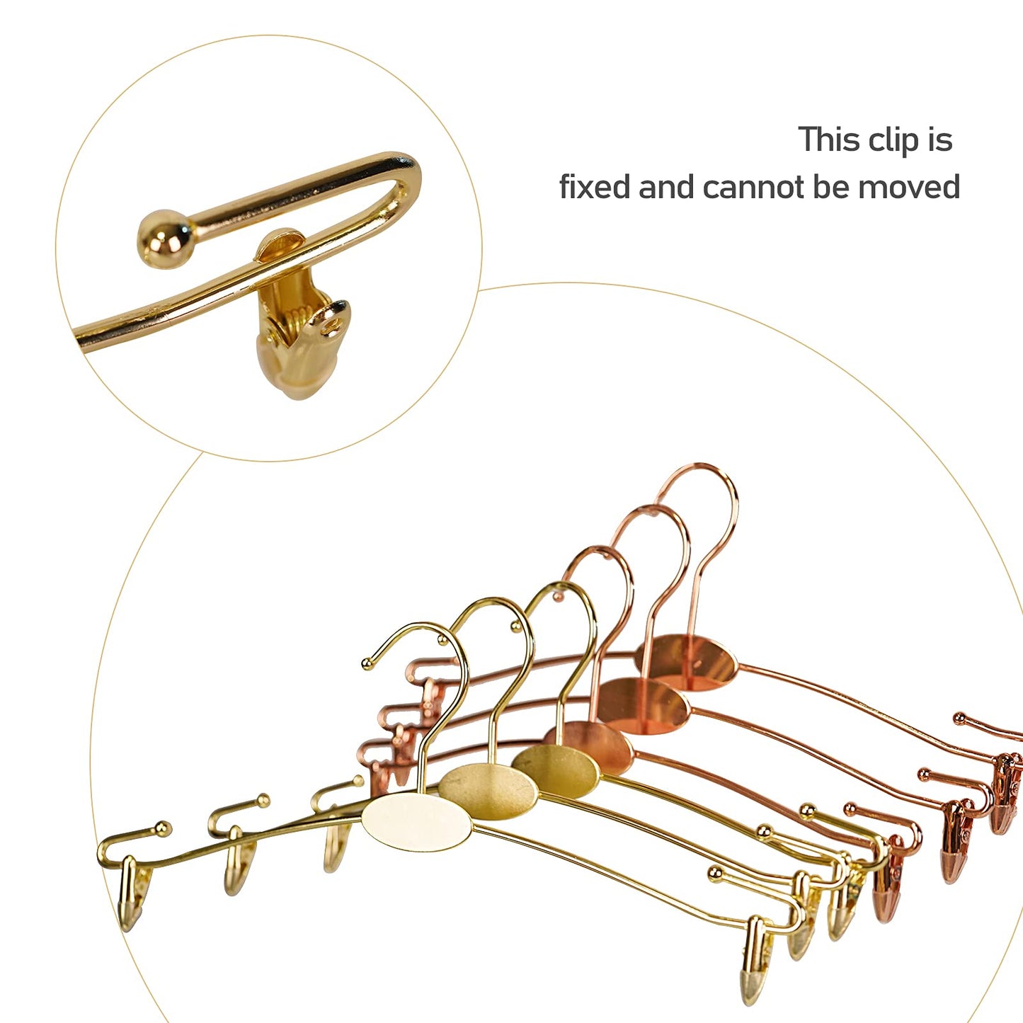 Loghot 10PCS Metal Underwear Rack Bra Pants Clothes Hangers Hook with Non Slip Clips for Lingerie Shop Display (Gold)