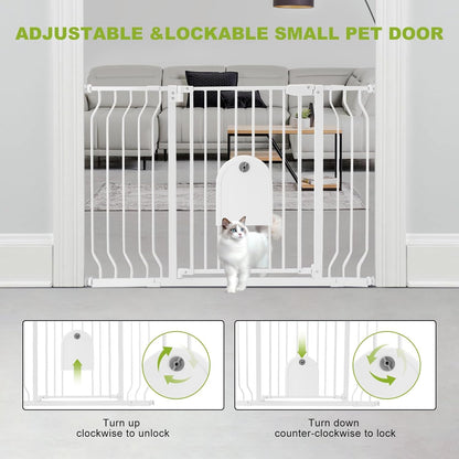 Baby Gate with Cat Door - Auto Close Safety