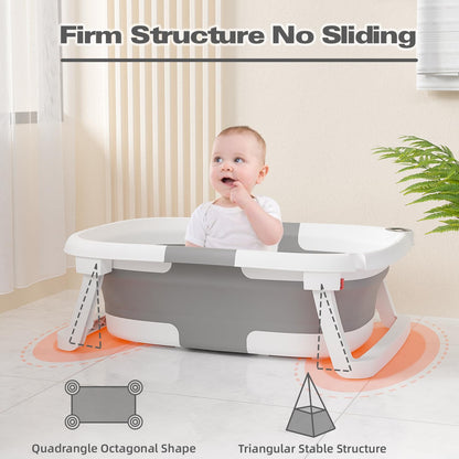 Collapsible Baby Bathtub with Cushion & Thermometer