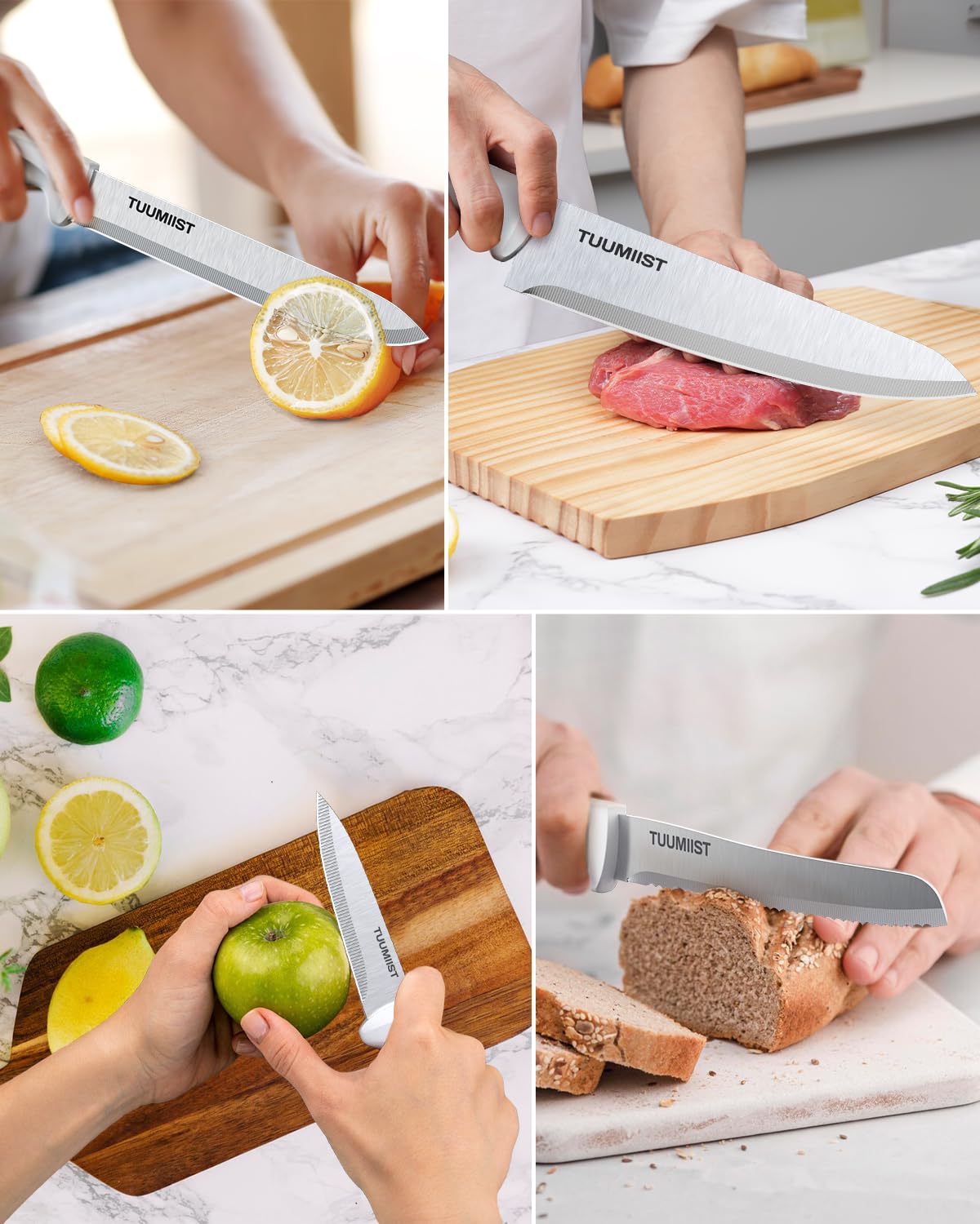 TUUMIIST 18-Piece Knife Set with Block & Sharpener