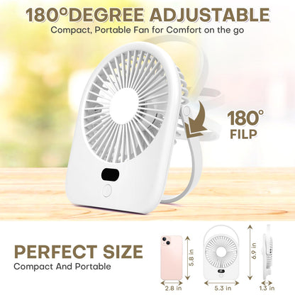Portable Rechargeable Desk Fan with LED Light