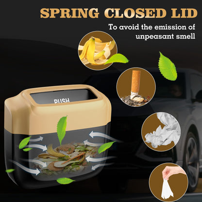 Leakproof Car Trash Can with Lid & Bags