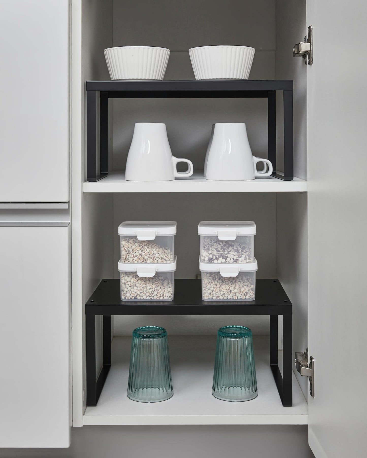 4-Pack Expandable Cabinet Shelf Organizer