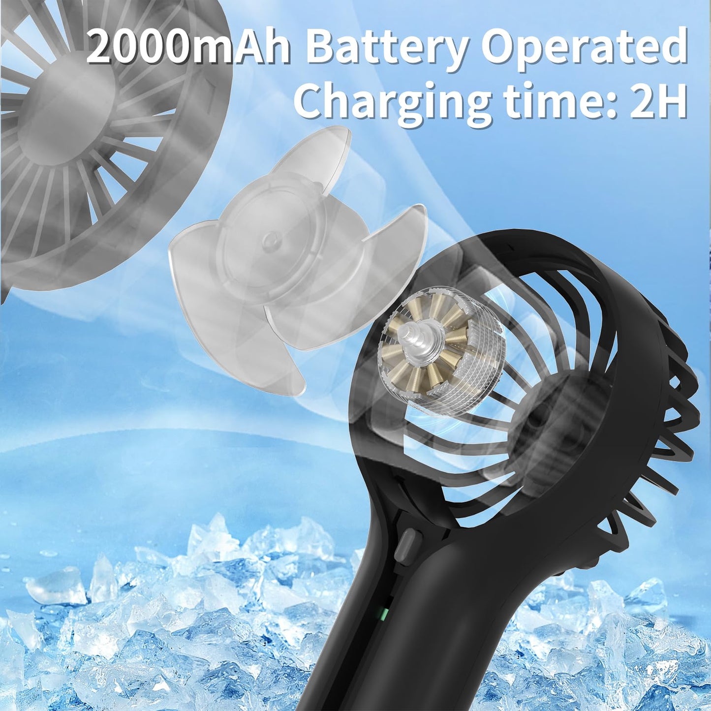 Portable USB Rechargeable Handheld Fan by DABAIHQ