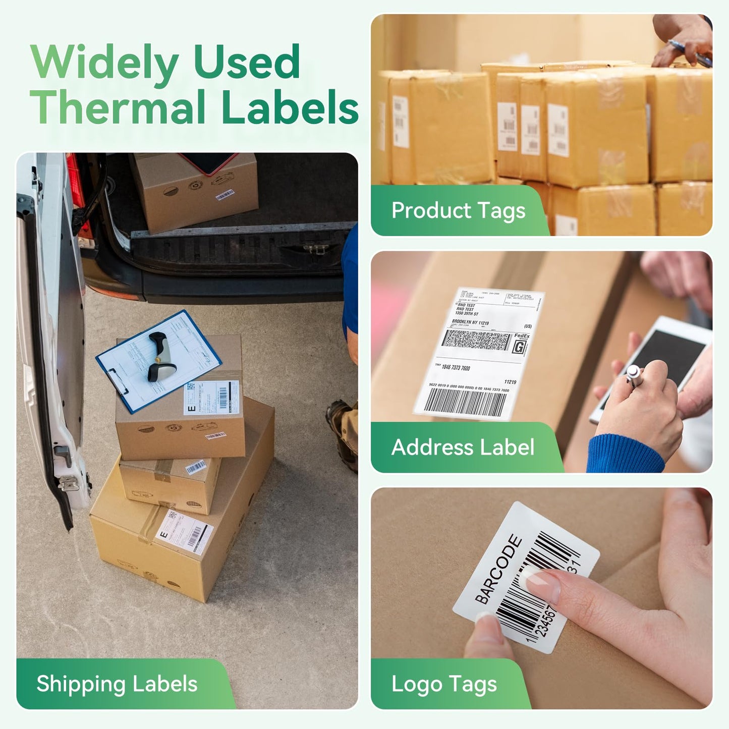 iDPRT Shipping Labels - 4×6 Thermal Direct Shipping Label, Fan-Fold Labels, Thermal Shipping Label for Label Printer, 500 Labels Per Stack, Address Blank Labels for Office, Strong Adhesive Labels