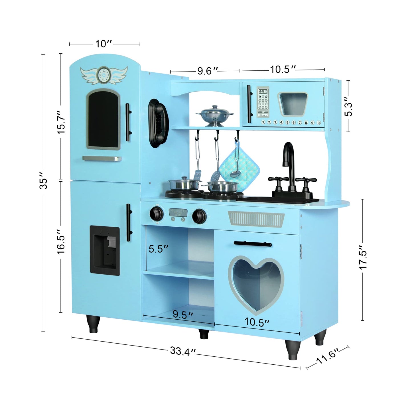TaoHFE Toy Kitchen,Blue Kids Kitchen Playset for Kids Ages 4-8 Boys Gift Girls Play Kitchen Sets for Kids Kitchen Playset with Lights & Sounds Wooden Toy Kitchen Playset Gift Kids Kitchen Set