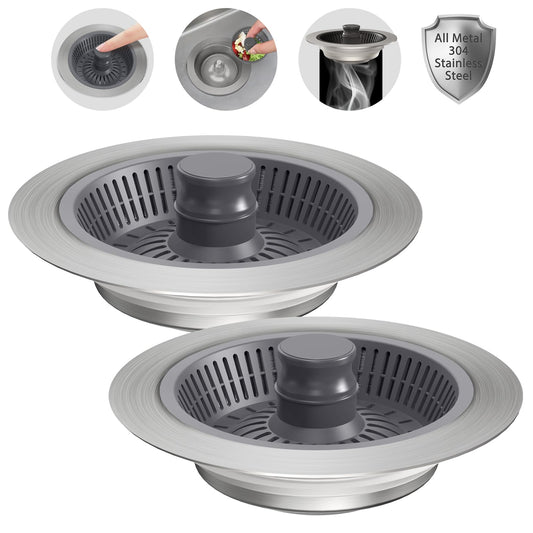 2 Pack Kitchen Sink Strainer Stopper Basket