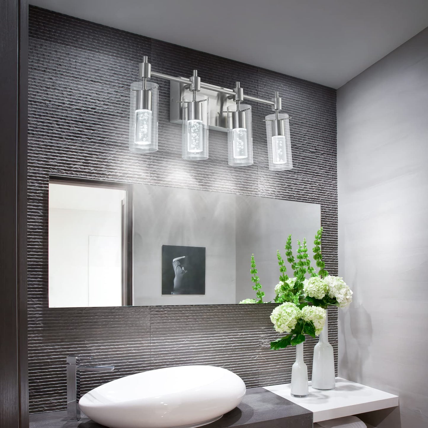 4-Light Brushed Nickel Bathroom Vanity Light