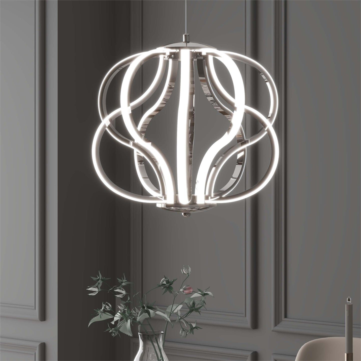 UPDATE: DEAD! Modern LED Chandelier,Chrome Hanging Pendant Lights,Easy Install Suitable for Dining Room Living Room Bedroom Kitchen and Corridor (10 Light, Silver)