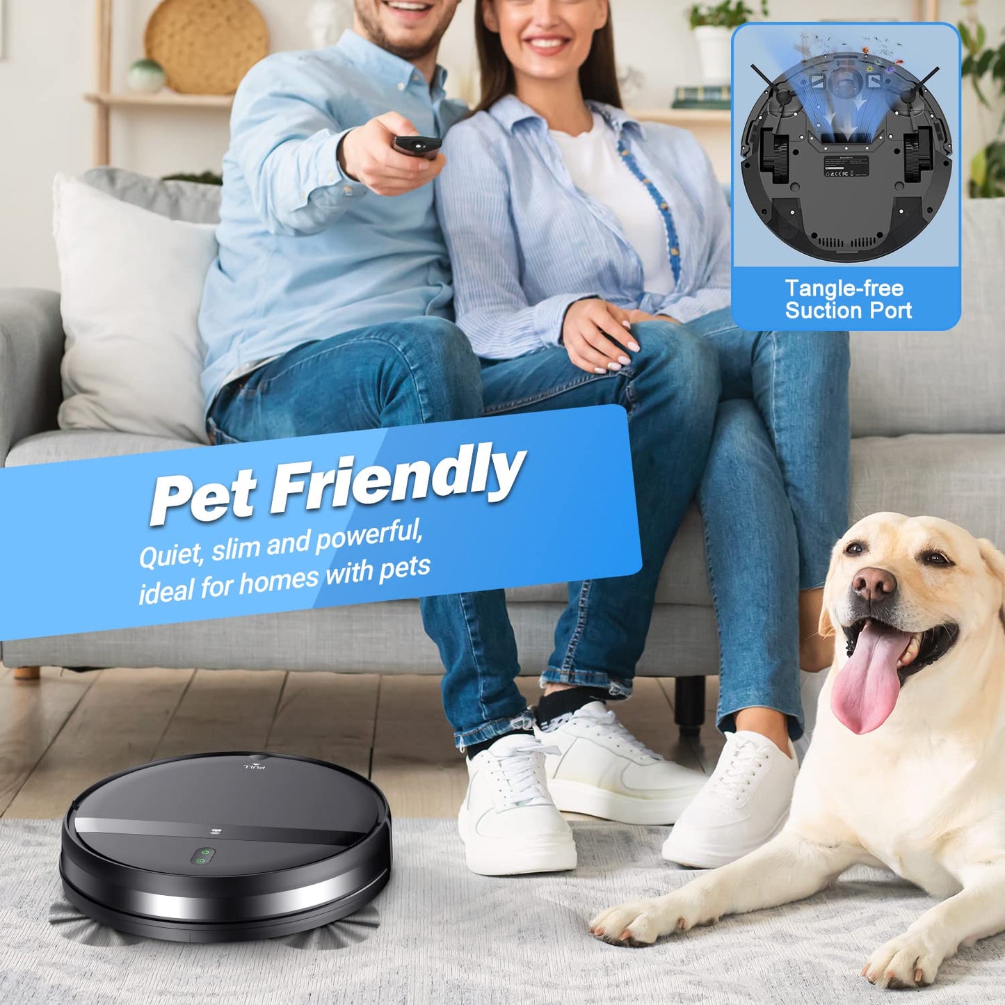 MANVINS Robot Vacuum and Mop Combo, App/Voice Control, Robot Vacuum Cleaner 2 in 1, Automatic Recharge, Slim, Quiet, Tangle-Free, Daily Schedule,Cleans Hard Floor/Pet Hair/Carpet
