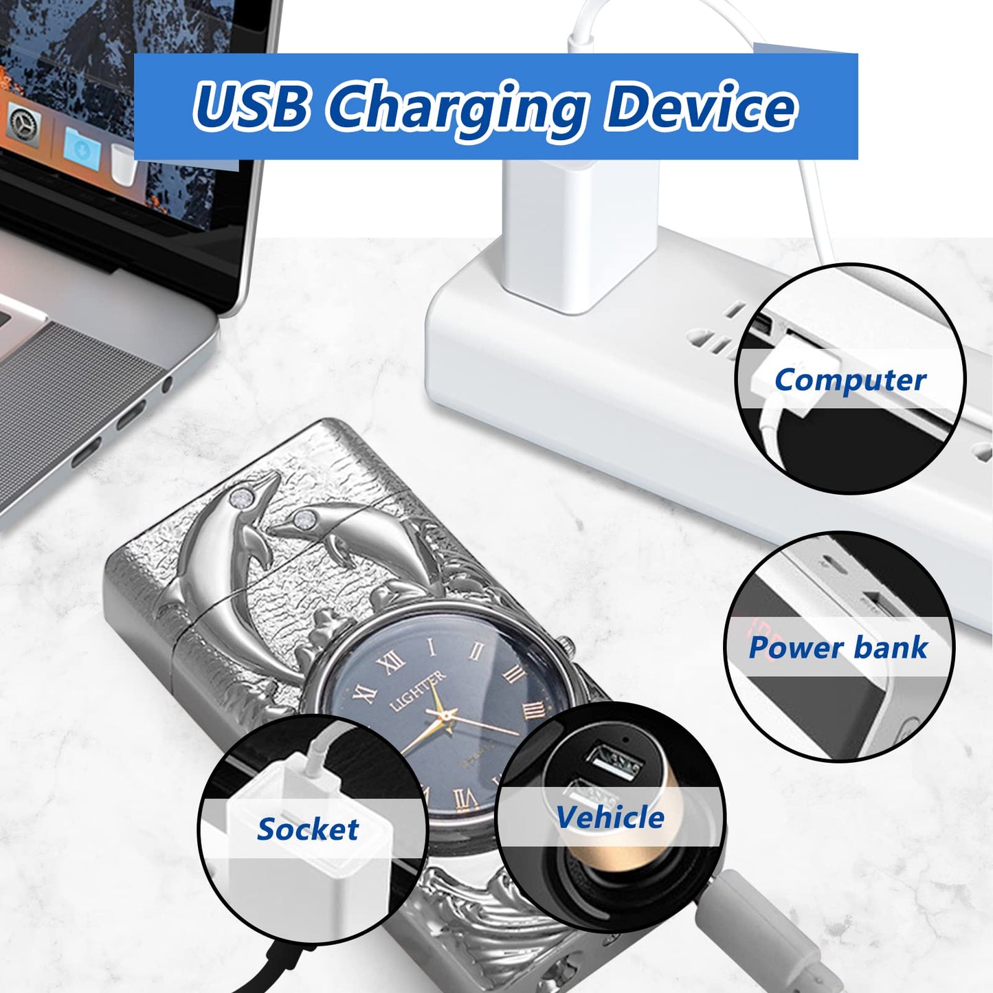 USB Rechargeable Windproof Plasma Lighter TIKIUKI