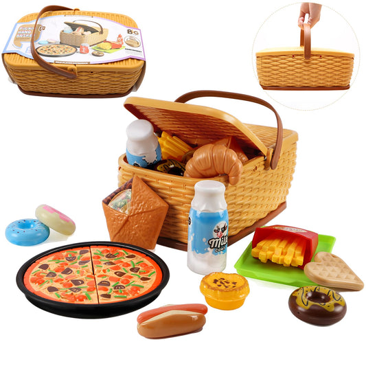 Kids Pretend Play Food Set with Basket