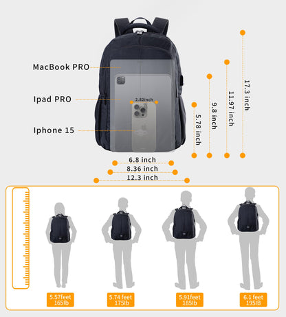 Zecti Travel Laptop Backpack with USB Charging