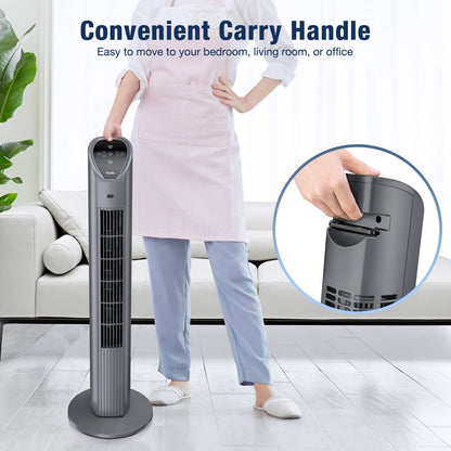 VCK Tower Fan, 80° Oscillating Fans with Remote, 36'' Quiet Cooling Fan,Adjustable 3 Speeds,4 Mode,12H Timer, LED Display with Auto Off,Standing Bladeless Floor Fan for Bedroom Home Office