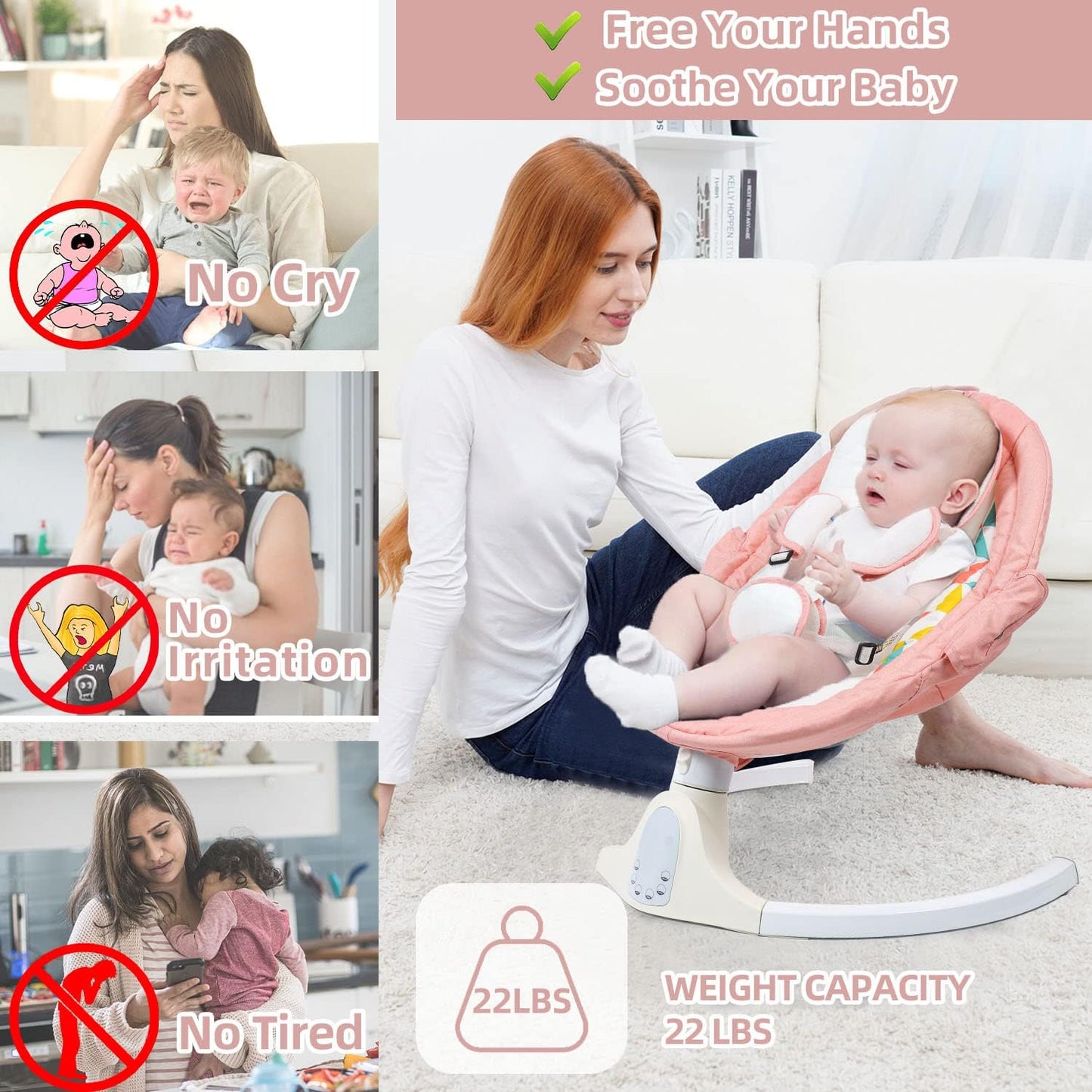 Baby Swing for Infants to Toddler,Electric Portable Baby Swing and Bouncer,Bluetooth Infant Swing for Newborn with Remote Control,10 Music,5 Speed,3 Seat Position,Baby Rocker for Baby 0-9 Month