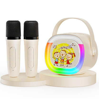 Mini Karaoke Machine with 2 Wireless Microphones